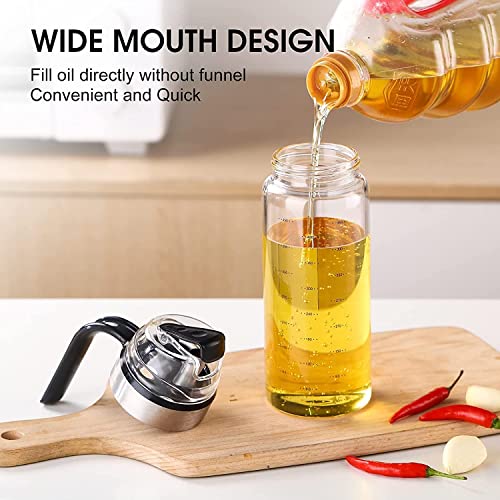 Image of Olive Oil Dispenser Bottle 500 ml Glass Oil Cruet with No Drip Spout, Ergonomic Non Slip Handle & Measuring Marks - Leakproof Oil and Vinegar Dispenser for Kitchen Cooking