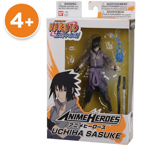 Bandai - Anime Heroes - Figurine Sasuke Uchiwa - Naruto Shippuden - Figurine d'action Anime Heroes 17 cm - Licence Officielle Manga Naruto - Figurine Sasuke articulée - Jouet Enfant 4 ans et + - 36902