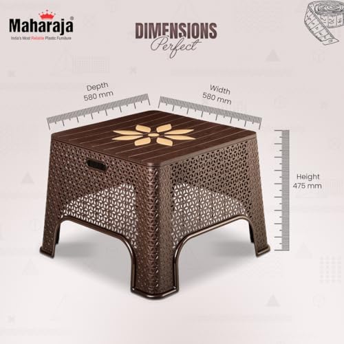 Image of MAHARAJA Plastic Coffee Table for Home & Office, DIY Assembly,(Brown,Set of 2)