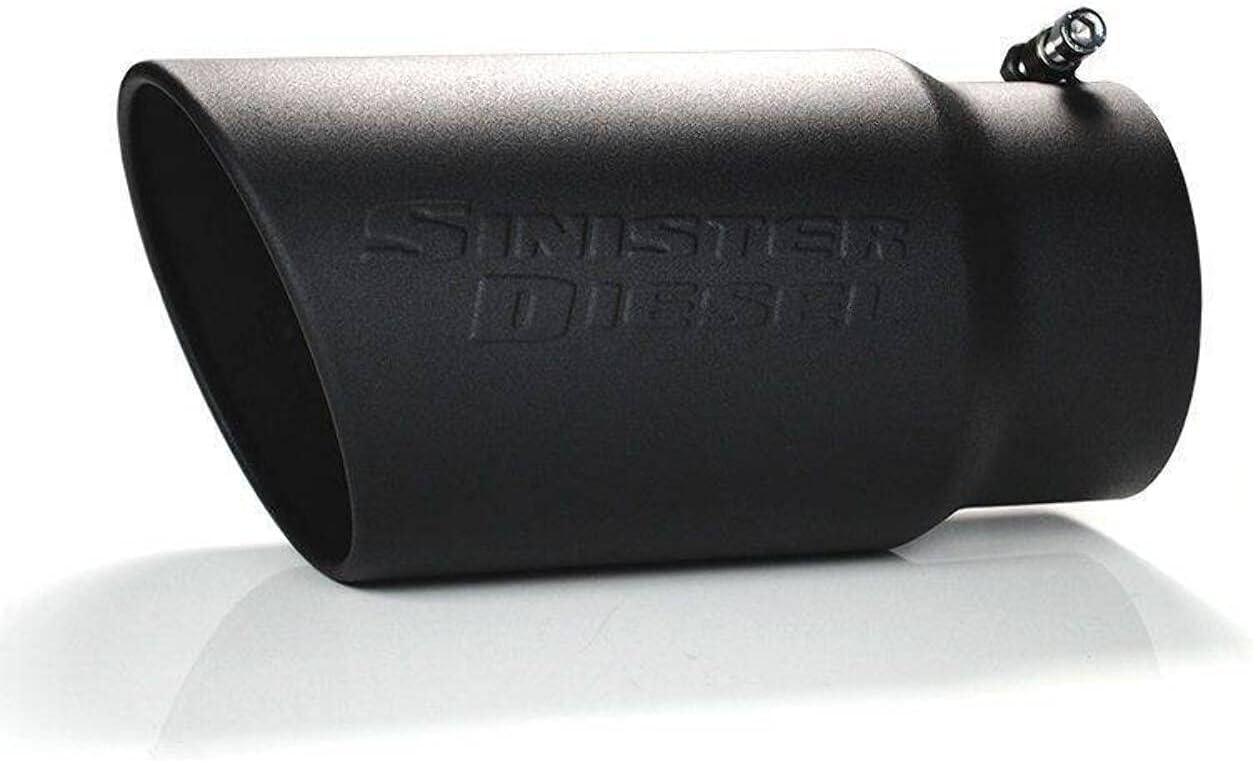 Sinister Diesel Black Ceramic Coated Exhaust Tip – 5" Inlet, 6" Outlet – Bolt-On – Fits 5" Tail Pipes – Stainless Steel – Diesel Truck Upgrade
