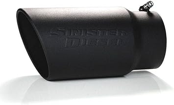 Sinister Diesel Black Ceramic Coated Exhaust Tip 5" Inlet, 6" Outlet Bolt-On Fits 5" Tail Pipes Stainless Steel Diesel Truck Upgrade