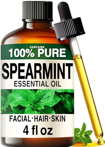 Image of 100% Pure Spearmint Oil - 4 Fl Oz Spearmint Essential Oil for Hair, Skin, Diffuser, Aromatherapy & DIY Soap Making Scent