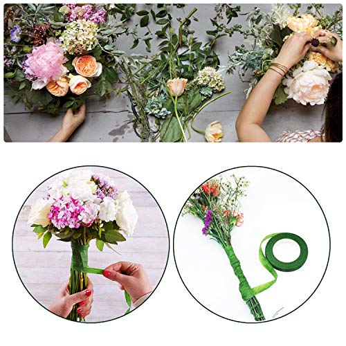 Woohome Floral Stem Arrangement Tools Kit with Wire Cutter Green Floral Tapes Gauge Green and Dark Brown and White Floral Stem Wire and Gauge Paddle Wire for Bouquet Stem Wrap Florist (Green) - Image 4