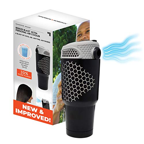 Allstar Innovations Breeze Blast Ultra by Sharper Image New & Improved Personal Air Cooler, Portable, Use Indoor/Outdoor, Includes- Unit, 1 Blast Pack Ice Pack- Black