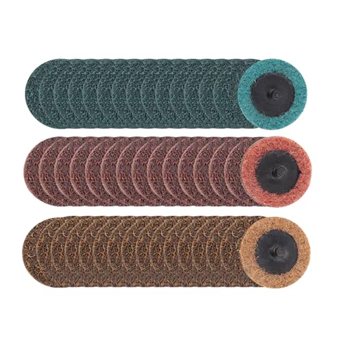 OAJABBGE Lot de 36 disques abrasifs à changement rapide de 5,8 cm avec support 1/4 pour ponceuse à tige - Traitement de surface - Élimination de la peinture