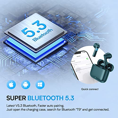 Beben Wireless Earbuds Bluetooth Headphones, Touch Control Stereo Sound Bluetooth Earbuds With Mic, 35H Playtime Waterproof Wireless Ear Buds With Type C Charging Case For Iphone Android (Black) #TOP3