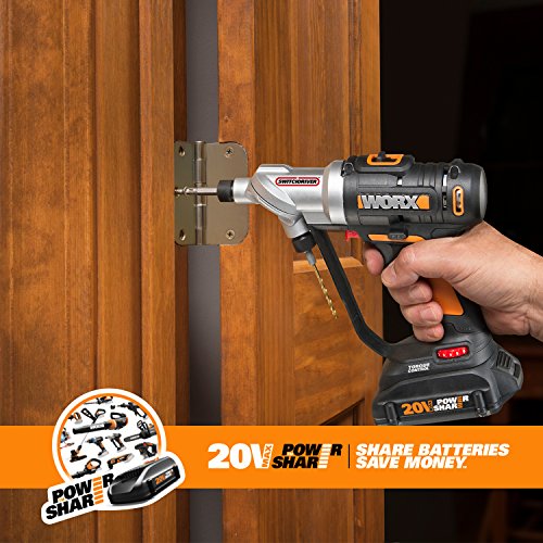 WORX Switchdriver 2-in-1 Cordless Drill and Driver with Rotating Dual Chucks and 2-Speed Motor with Precise Electronic Torque Control – WX176L