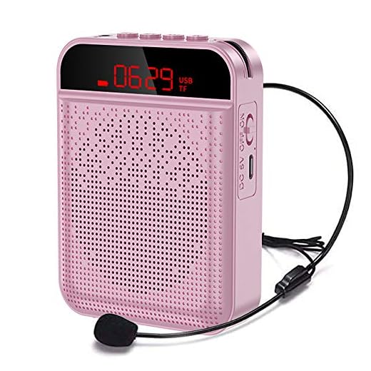 Voice Amplifier Portable Bluetooth with UHF Wireless Microphone Headset Mini Speaker 4000mAh Rechargeable PA System Speaker Support FM MP3 TF Card for Classroom Meetings and Outdoors (Rose Gold)