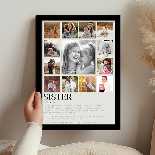 Image of Art Street Customized Sister's Gift for your Sister with 13 Pictures Collage print for Sister Gifts Photo Frame With Photo Upload, Birthday, Couple, Rakhi (9.2x12.6 Inch)