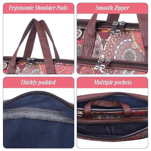 Image of Protecta Stride Floral Printed Laptop Messenger Bag for Men and Women for Office 16 inch Use Macbook Office Briefcase Bag Print Padded Sleeve Straps Durable Design Lightweight 18L Ethnic Print
