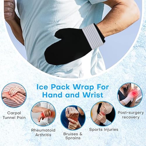 Ice Pack Glove, Reusable Cold and Hot Treatment Solid Gel Glove, Hand Ice Pack Cold Glove for Relieving Pain, Chemotherapy, Neuropathy Arthritis, Swelling, Injuries and Working Hands