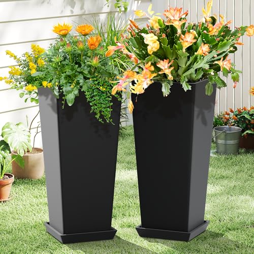 FENCY Set of 2 Tall Planters for Outdoor Plants, 24...