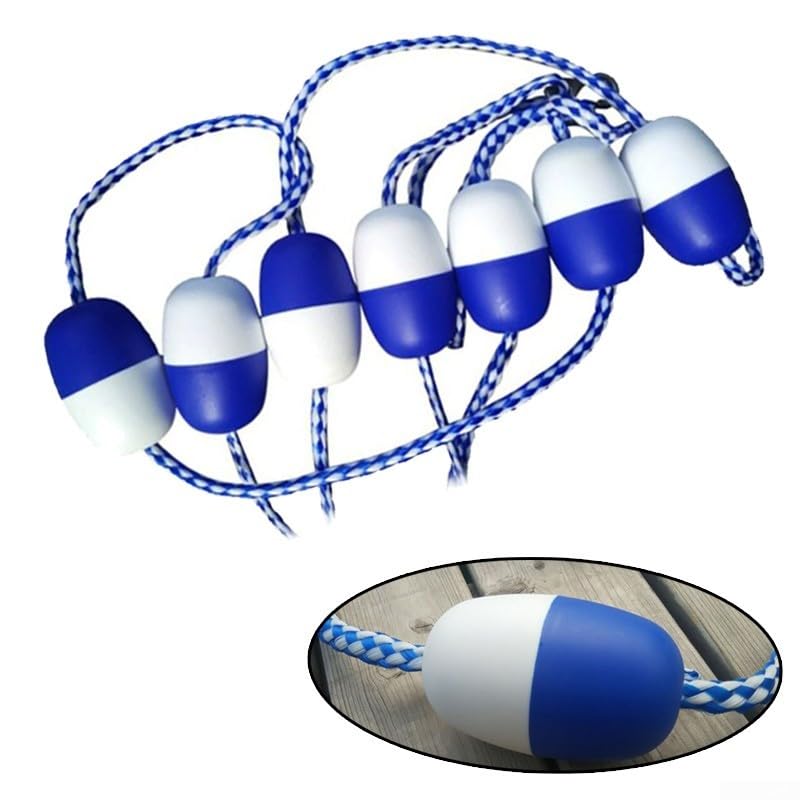 Kit de ligne de flotteur de sécurité pour piscine de 5 m avec 11 bouées, corde de séparation bleue pour la séparation de voie, cordon en nylon avec crochets en acier inoxydable, accessoires de piscine