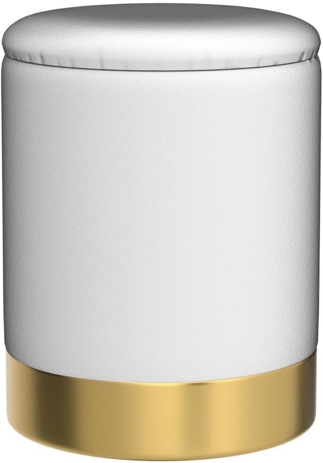 Mxfurhawa Velvet Storage Ottoman Multipurpose Footrest Stool with Metal Base Modern Round Vanity Stool Chair Ottoman Foot Stools Support 300 lbs Padded Seat for Living Room (Cream (Velvet)) - Image 7