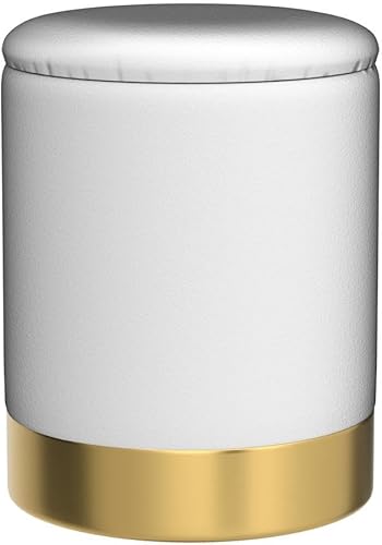 Miniatura 7 de Mxfurhawa Velvet Storage Ottoman Multipurpose Footrest Stool with Metal Base Modern Round Vanity Stool Chair Ottoman Foot Stools Support 300 lbs