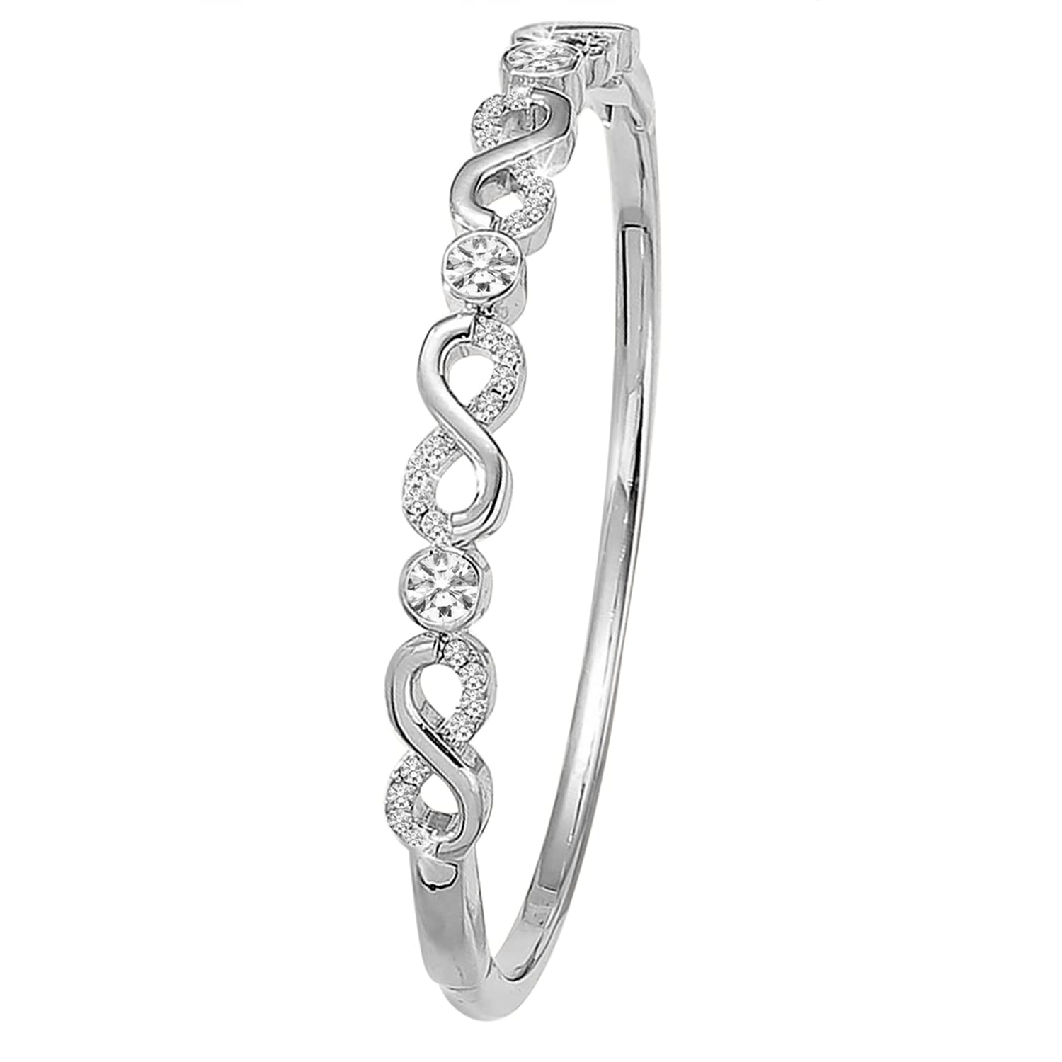Peora Silver Plated American Diamond Studded Bracelet Kada Stylish Fashion Jewellery Gift for Girls & Women (PX8B52) (B0C1CLBY7G) Amazon Price History, Amazon Price Tracker