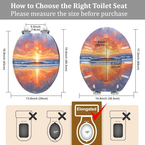 Asiento para retrete decorado olas del océano para baño relajante 7