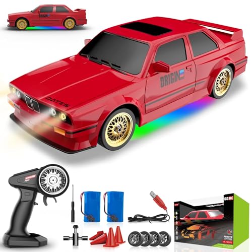 Image of Rc Drift Remote Control Car 1:24 Scale, High-Speed, 4Wd, Led Lights, Rechargeable Racing Car, Drifting Tires, 2.4Ghz, for Kids (B.M.W. RC Drift Car-Multi)