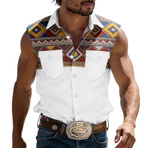 Haut géométrique western masculin de coupe ethnique avec imprimés graphiques précis