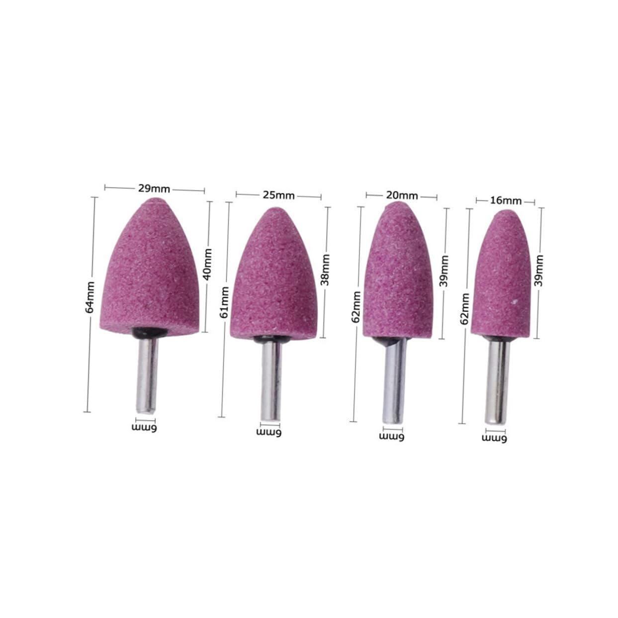 FUNOMOCYA 8pcs Cone Shape Stone Grinding Wheel 6mm Shank Metal Grinding Wheel Efficient Deburring Polishing Tool