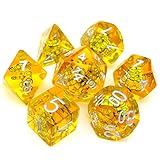 Haxtec Honey Bee DND Dice Set 7PCS Resin Polyhedral Dice Set Filled for Dungeons and Dragons...