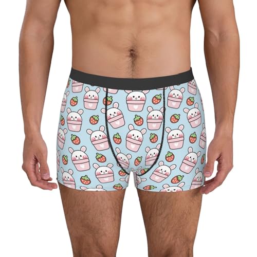 Cute Rabbit with Strawberry Men's Boxer Briefs Lightweight Soft Comfort Breathable Stretch Underwear2