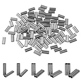 JOGFFDE Double Barrel Crimp Sleeves,100pcs Wire Rope Crimping Loop Sleeves Copper Ferrule Tube Crimping Sleeves Fishing Line Tube Connector Leader Rigging Tackle for Wire Rope Cable(Inner Dia. 2.0mm)