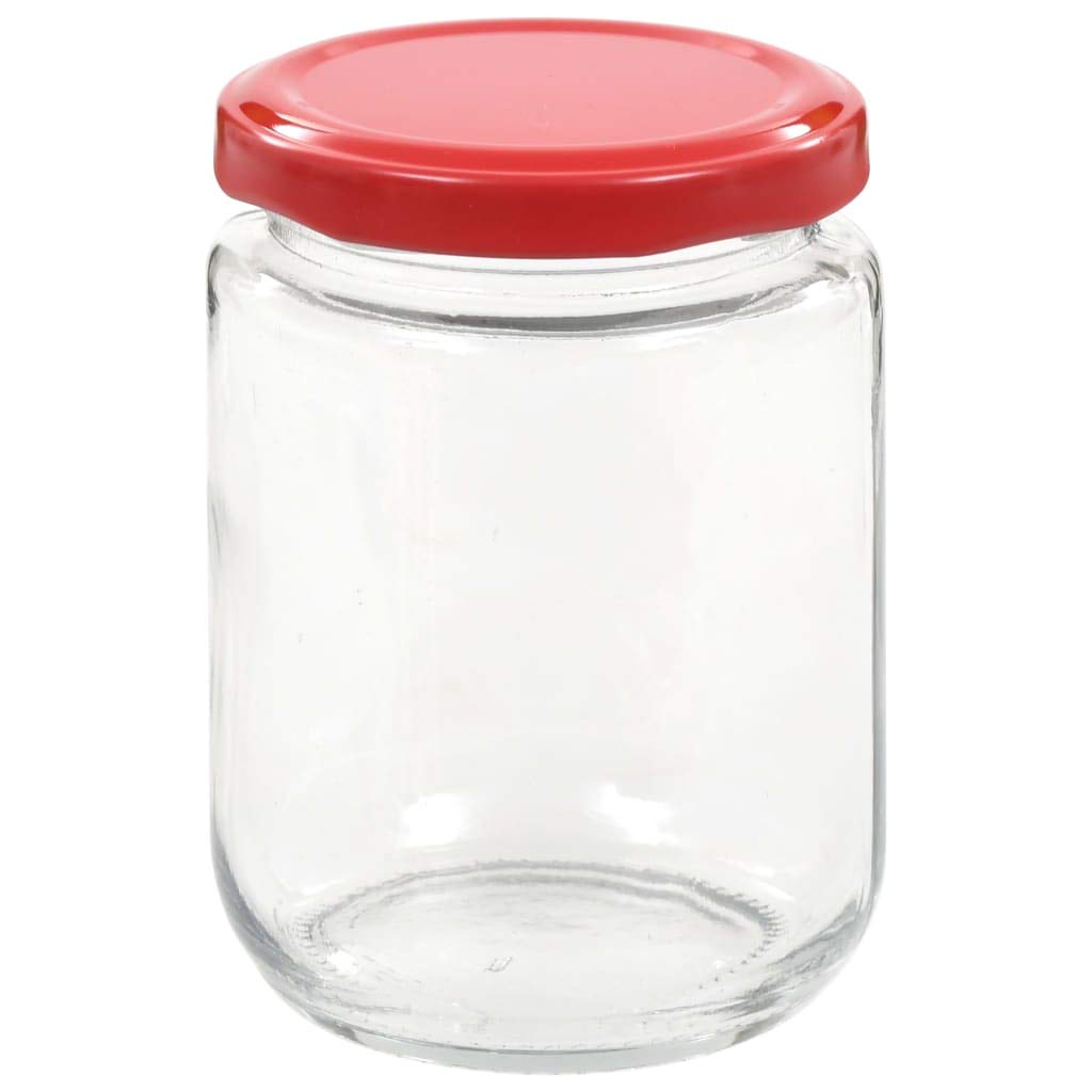 Lechnical Marmeladenglas, 230 ml rundes Glas Marmeladenglas, 48X Glasgefäße zur Aufbewahrung von Chutney, Gurken, Saucen, Konfitüren, mit rotem Deckel Küche, Haushalt & Wohnen