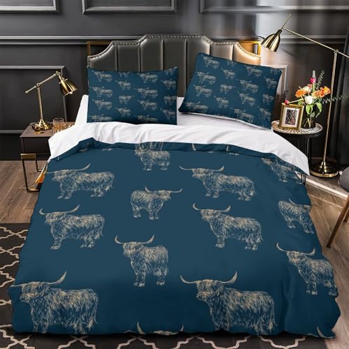 Microfibre bétail des Highlands parure de couette avec éclair caché 200x200 - 2