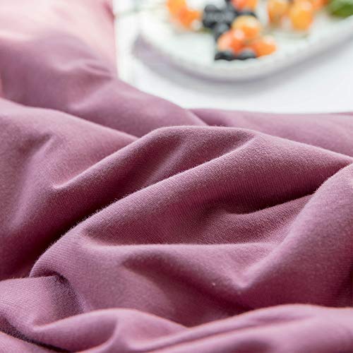 Image of Solid Duvet Cover Set Jersey Cotton,Queen(90 inchx90 inch),Purple /Pale Mauve