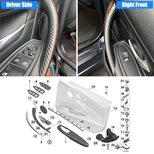 Image of Jaronx Compatible with BMW Door Handle Replacement 3 Series 4 Series, 2PCS Left Front &Right Front Door Pull Handle for BMW 320i,328i,330i,335i F30 /F31 &428i,435i F32 /F36 (Carbon Fiber Pattern)