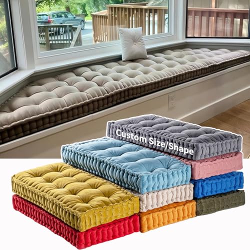 RCDPK Custom Tufted Bench Cushion Customized Size Shape Bay Window Seat Cushion 4 Inch Thickness Bench Cushions for Indoor Furniture Mudroom Bench Pad Decorative Cushion