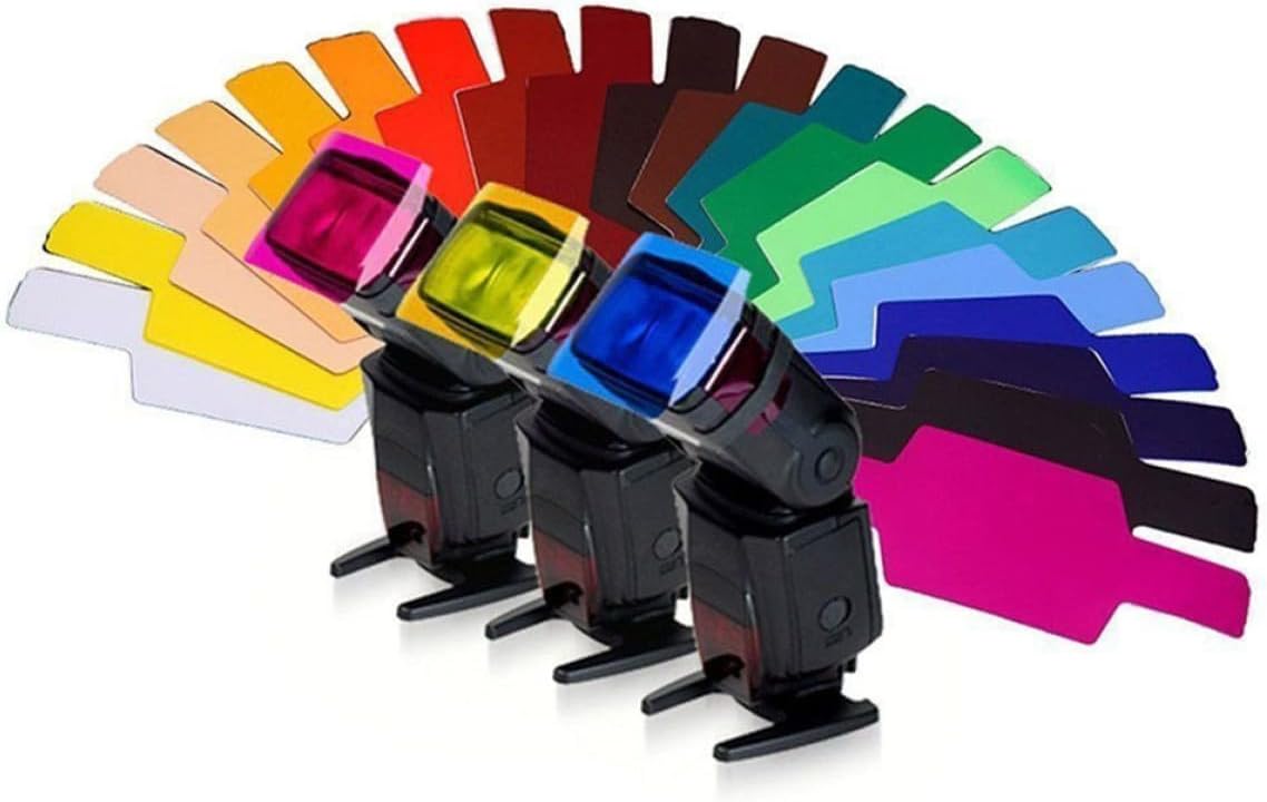 Flash Gel Filter Set Plastic for Camera Flash, 20 Colors