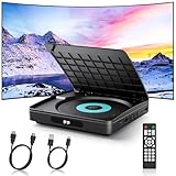 WOLFANG DVD Player für TV mit HDMI, Full HD Multi Region, Fernbedienung und Typ-C-Kabel, CD-Player für Heimstereoanlage, USB-Anschluss