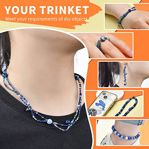 Image of Beads for Bracelet Making Kit, Sapphire Blue Color Include 8mm Assorted Round Glass Beads, 4mm Bicone Crystal Beads, 3-4mm Seed Beads for Jewelry Making, DIY Craft