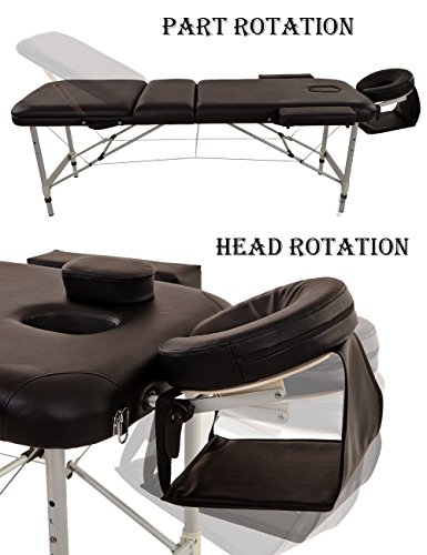 BTM) Deluxe Lightweight Portable Professional Massage Table SALON Beauty Couch Bed Spa Tattoo Physiotherapy Folded 3 Section with Headrest Arm support and free Carrying Bag Black (Upgrade-213CM) - Image 8
