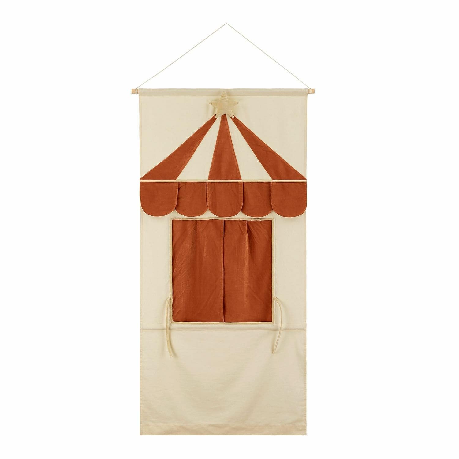 Loberon Puppentheater Papillou, Einfaches Aufhängen, Farbintensives Design, Kreatives Spielen, Kinderzimmer, Baumwolle, Eisen, Kunststoff, rostrot/Creme