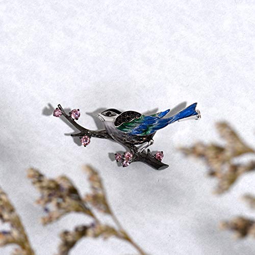 Image of Santuzza 925 Sterling Silver Enamel Brooch Pin for Women