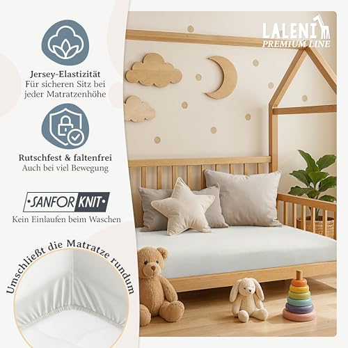 Laleni Premium Spannbettlaken, 70x140x15cm, für Babybett & Kinderbett, 100% Baumwolle, Oeko-TEX Zertifiziert, Ivory – Ansicht 5