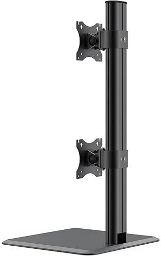 Miniatura 7 de Elevador vertical de monitor resistente para dos pantallas de 17 a 49 pulgadas con giratorio, inclinación, soporte de monitor de 33 libras, altura