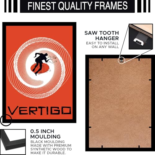 Image of BLINKART Vertigo (1958) Movie Poster Frame 12x18 Inch | Premium 300 GSM Paper Wall Print | Vintage Film Artwork for Home, Bedroom, Living Room, Office | Framed Photo Decor