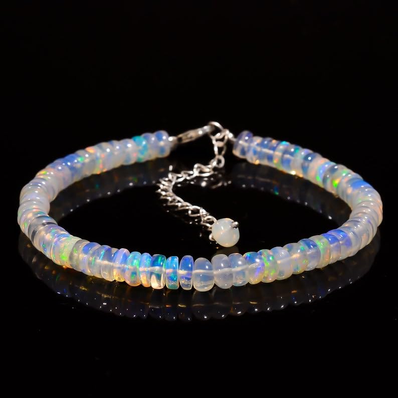 Bracelet opale de feu éthiopienne fine jewelry argent stacking - 4