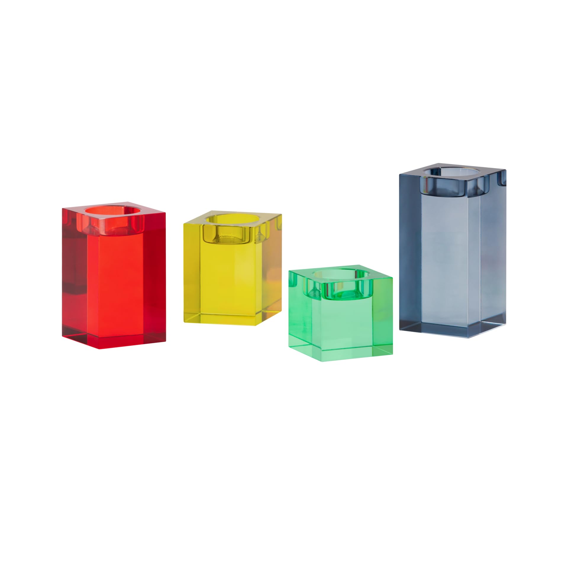 REMEMBER Glasblock Kerzenhalter Vela, B 6 x T 6 x H 6-12 cm – Moderner Kerzenhalter aus Soda Lime Glass, dekorativer Halter für Stabkerzen als Tischdekoration