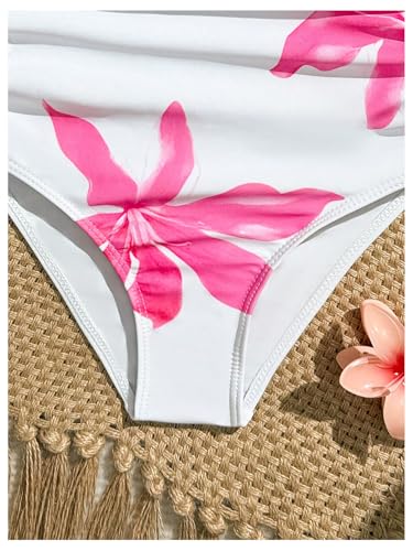 Image of Milumia Girl's Floral One Piece Swimsuit Bow Tie Side Spaghetti Strap Bathing Suit