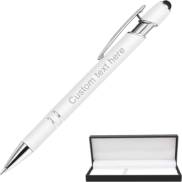 YAEILOV 1 Pcs Personalized Pens Bulk with Name Stylus Tip 0.5 mm Custom Engraving Ballpoint Pens Office-Medium Point,Black Ink