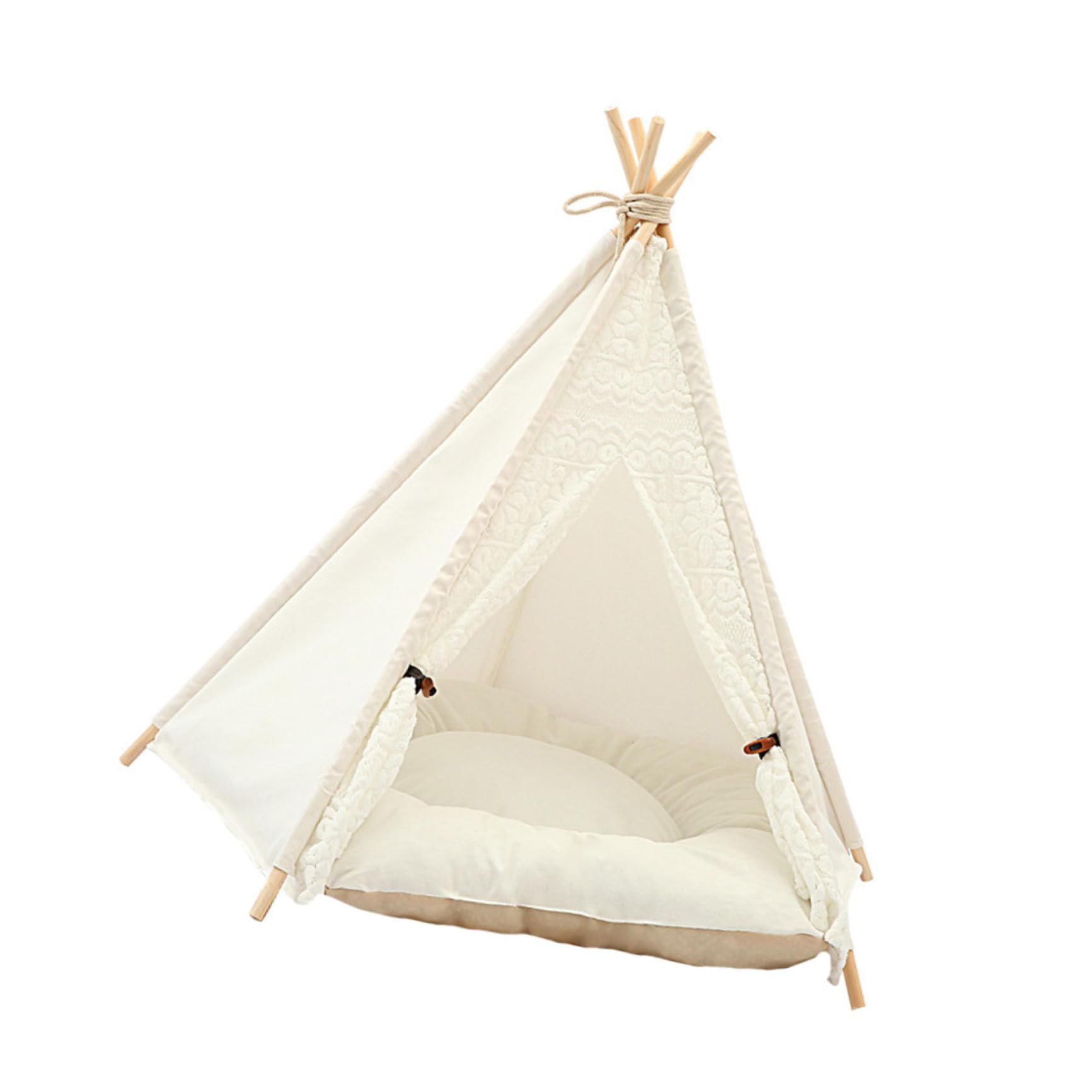 Tipi pour animaux en toile de coton haut de gamme et dentelle fine résistante