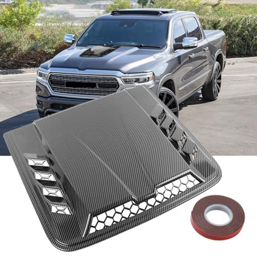 DEERMOTO Universal Engine Hood Air Vent,Car Hood Vents,Hood Scoop Air Vent for Trucks,suit for Colorado, Dodge Ram 1500 2500 3500,F-150, F-250, F-350(Carbon fiber pattern)