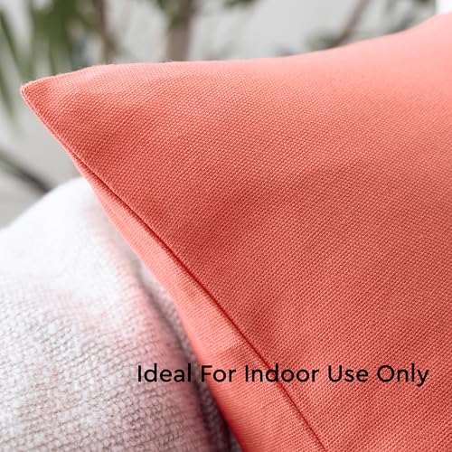 Image of Encasa XO Throw Pillow Covers 24x24 in Set of 1 Coral | No Inserts | Cotton Pillow Covers for Living Room, Bed, Sofa, Couch | Decorative Cushion Covers with Improved Zipper