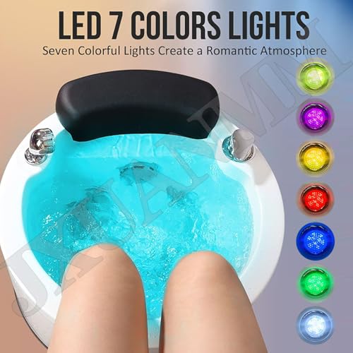 Baño de hidromasaje para pies, bañera de acrílico para pedicura con calor y masaje, lámpara LED colorida y 60 bolsitas para baño de pies, para tratamiento en spa casero miniatura 3