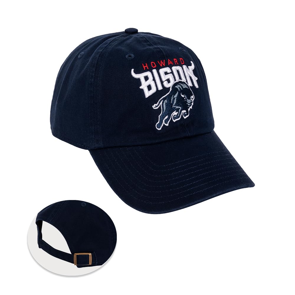 Desert Cactus Howard University Baseball Hat Bison HU Brimmed Embroirderd Cap Adjustable Cloth Strap Adult (Style B) Blue